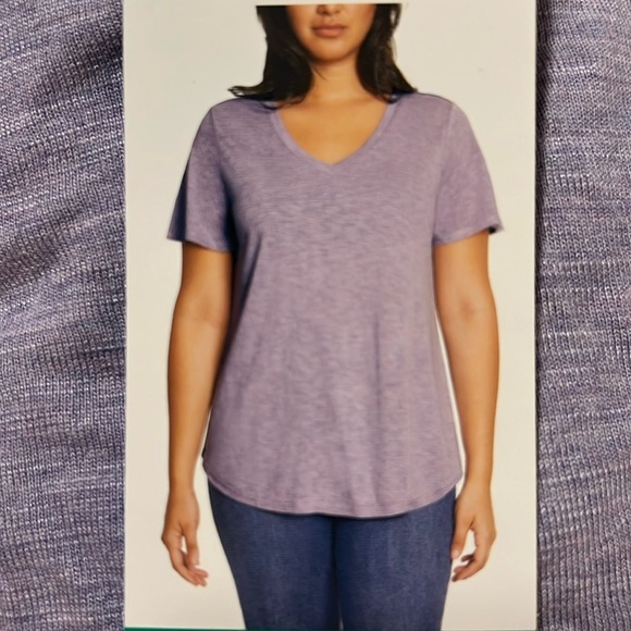 NWT Jessica Simpson Ladies V-Neck Knit Short Sleeve Top, purple XL - Picture 1 of 3